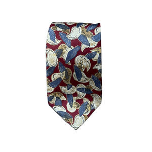 Robert‎ Talbott Mens Tie Burgundy Gray Yellow Geometric Pattern Silk 59.5X3.75